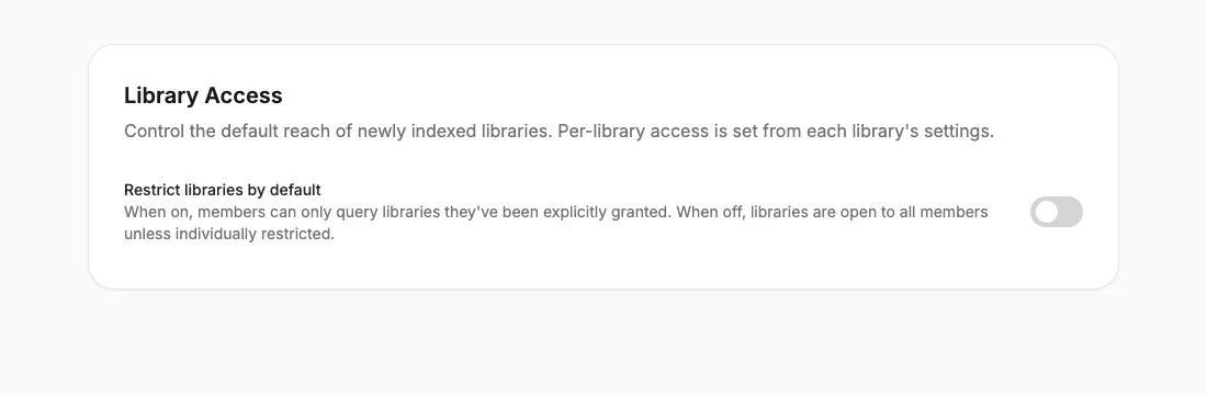 The restrict libraries by default toggle