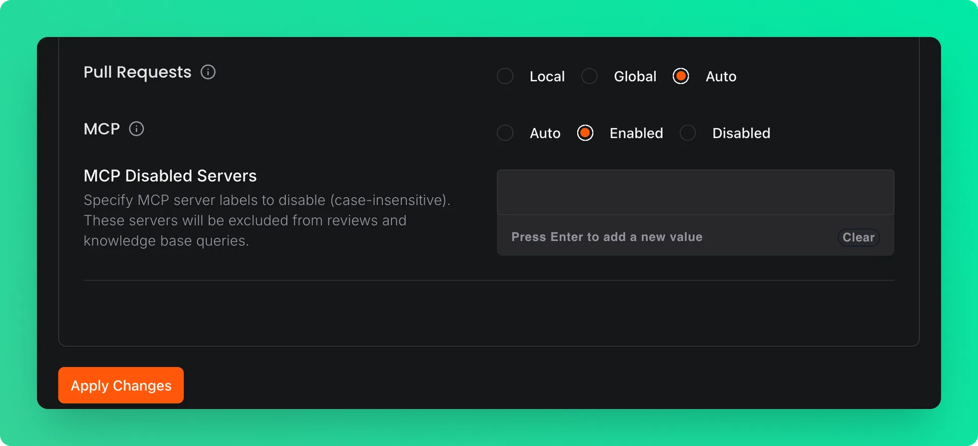 Update MCP settings